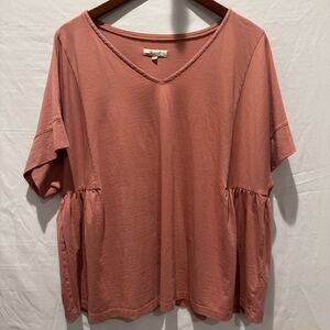 Madewell T Shirt Short Sleeve Top V Neck Supima Cotton Plus Dust Rose Size 2X